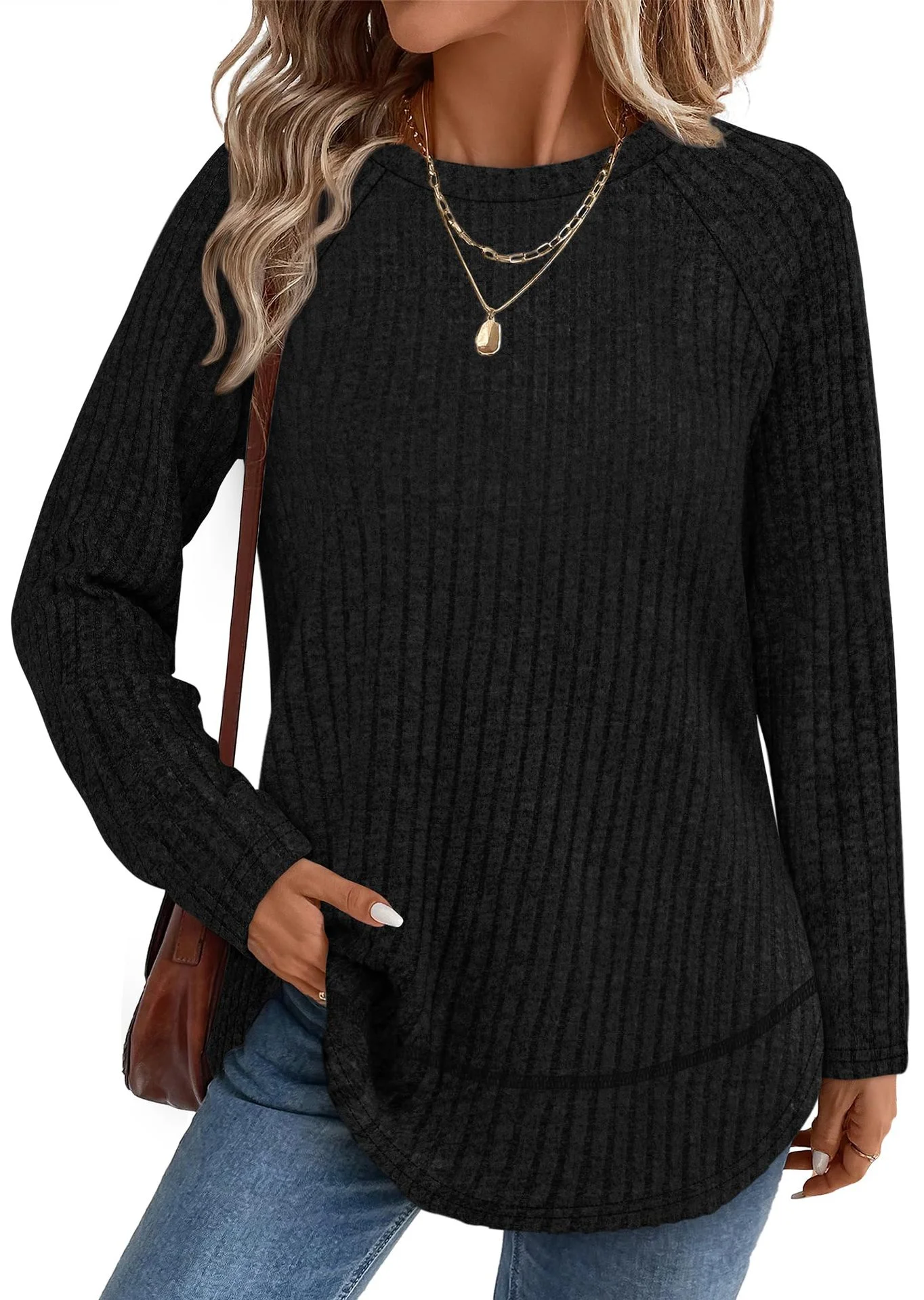 Casual Color Block Crew Neck Long Sleeve T-shirt