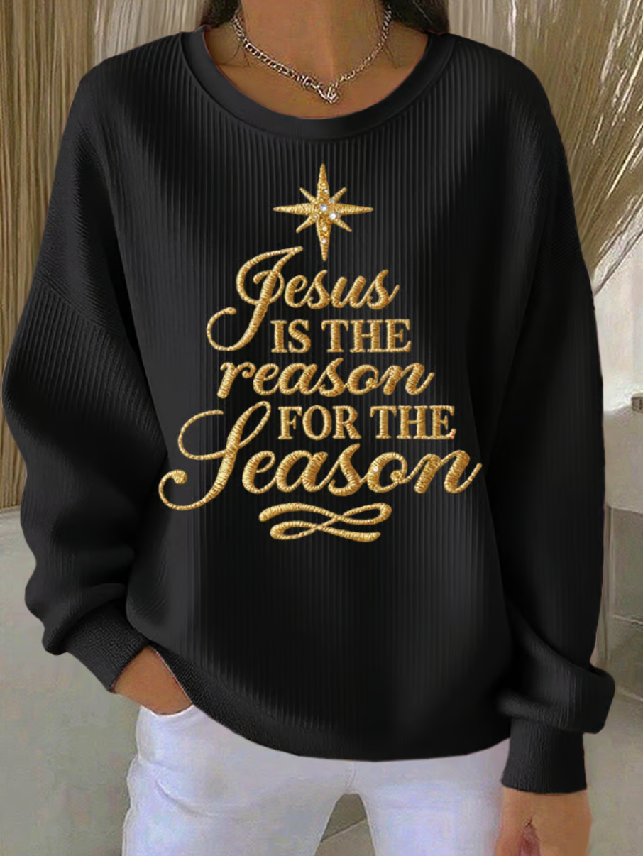 Casual Crew Neck Christmas Sweatshirt