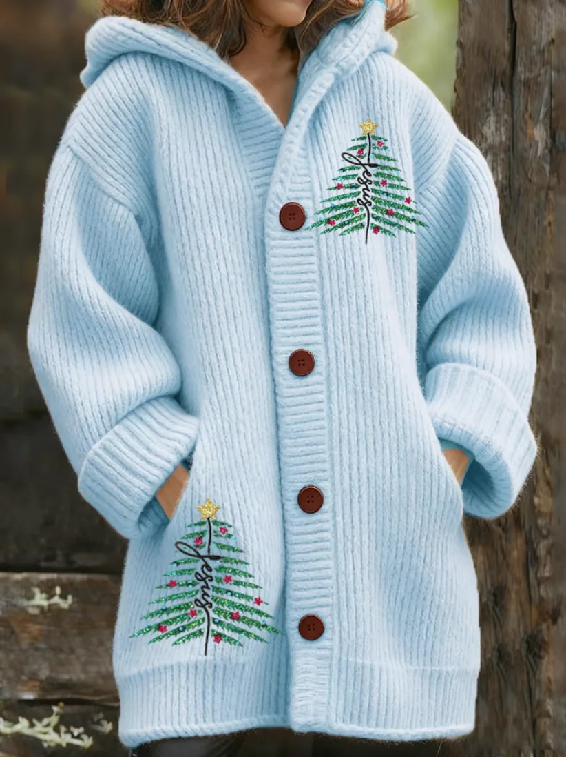 Women Wool/Knitting Christmas Long Sleeve Comfy Vintage Cardigan