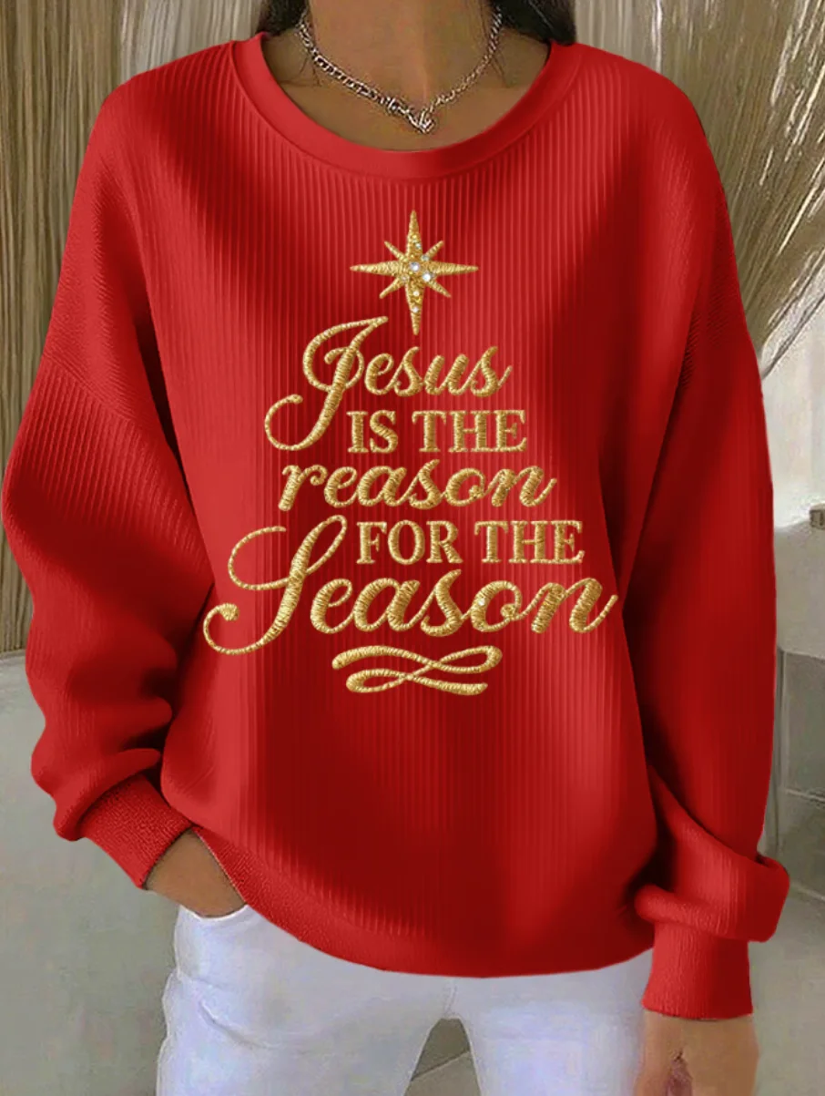 Casual Crew Neck Christmas Sweatshirt