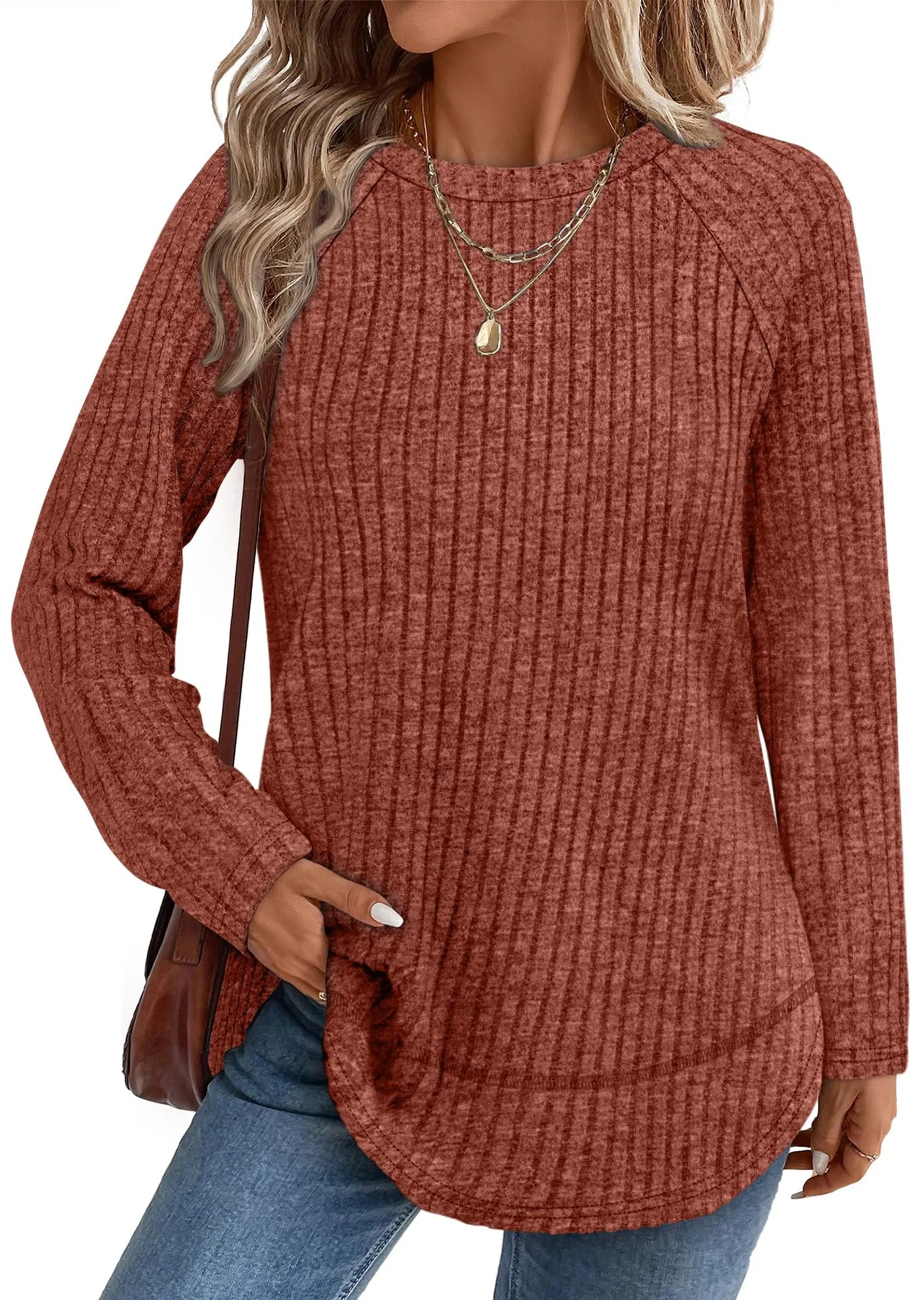 Casual Color Block Crew Neck Long Sleeve T-shirt