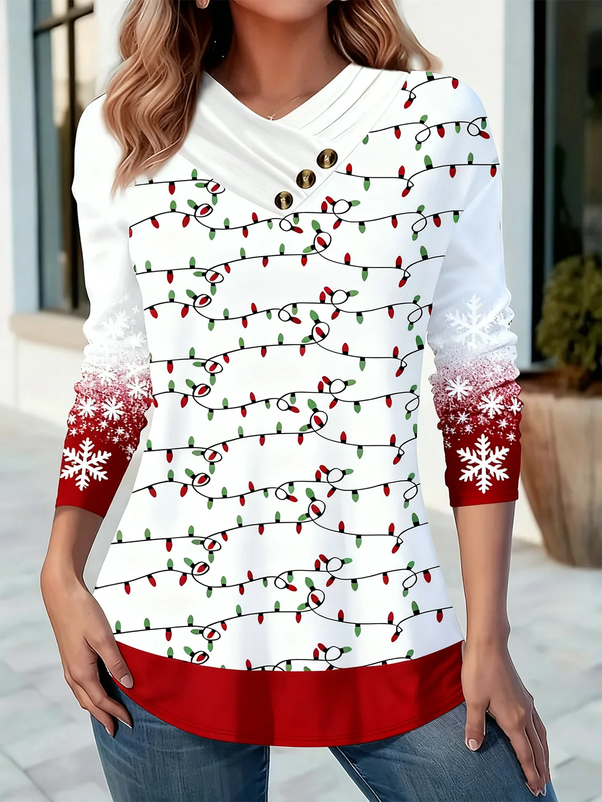 Casual Gradient Pattern Long Sleeve T-shirt