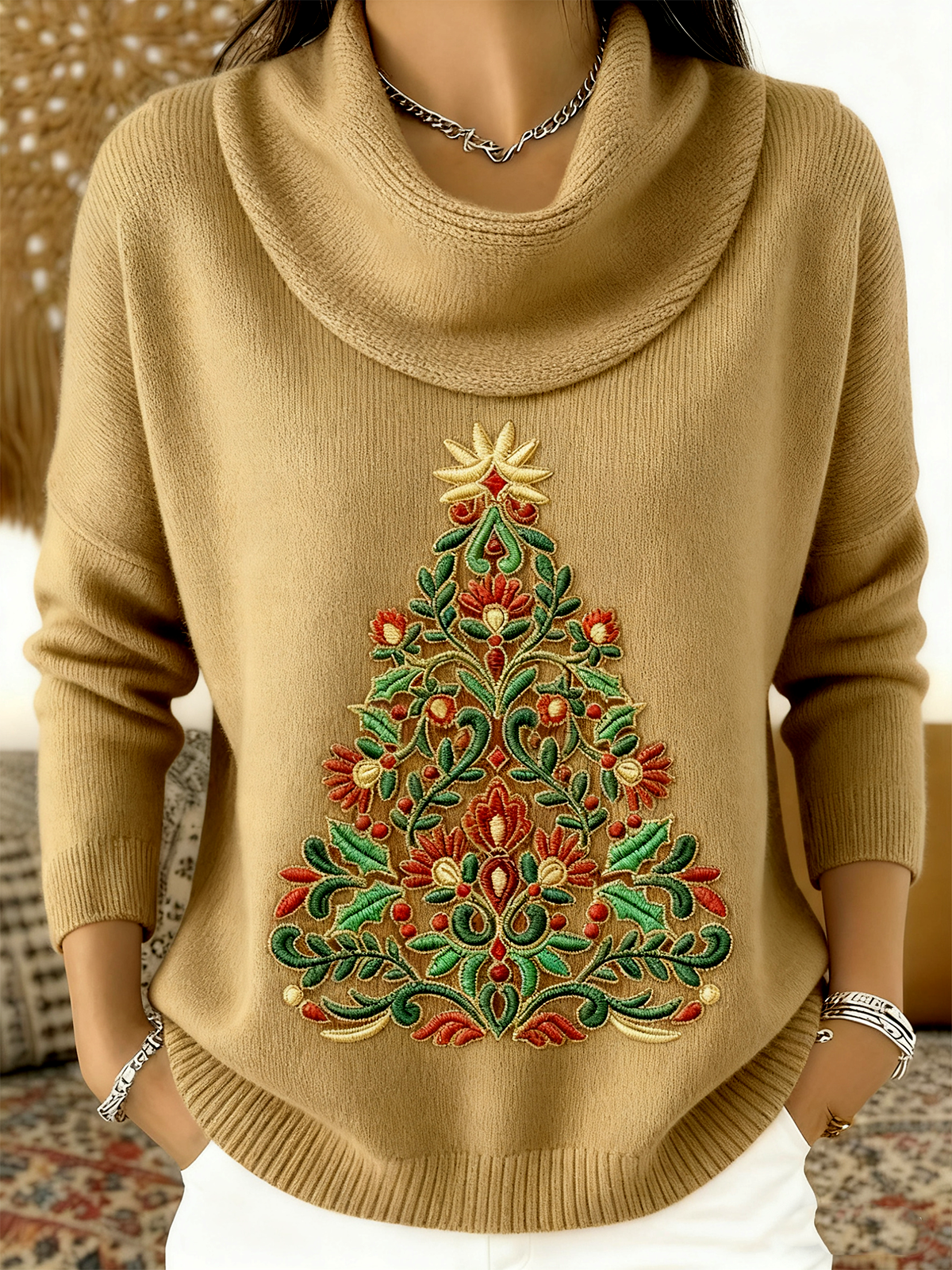 Women Christmas Long Sleeve Comfy Vintage Sweater