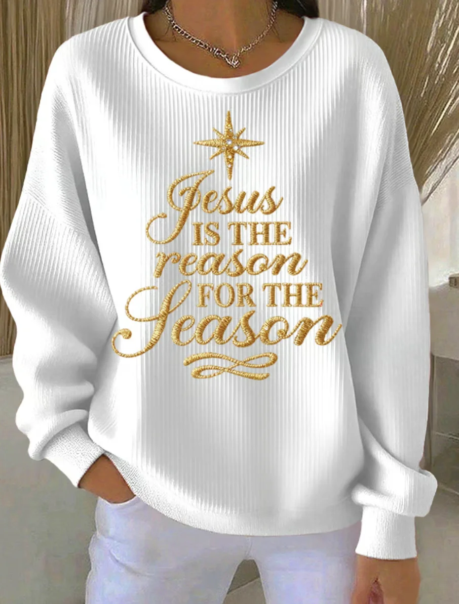 Casual Crew Neck Christmas Sweatshirt