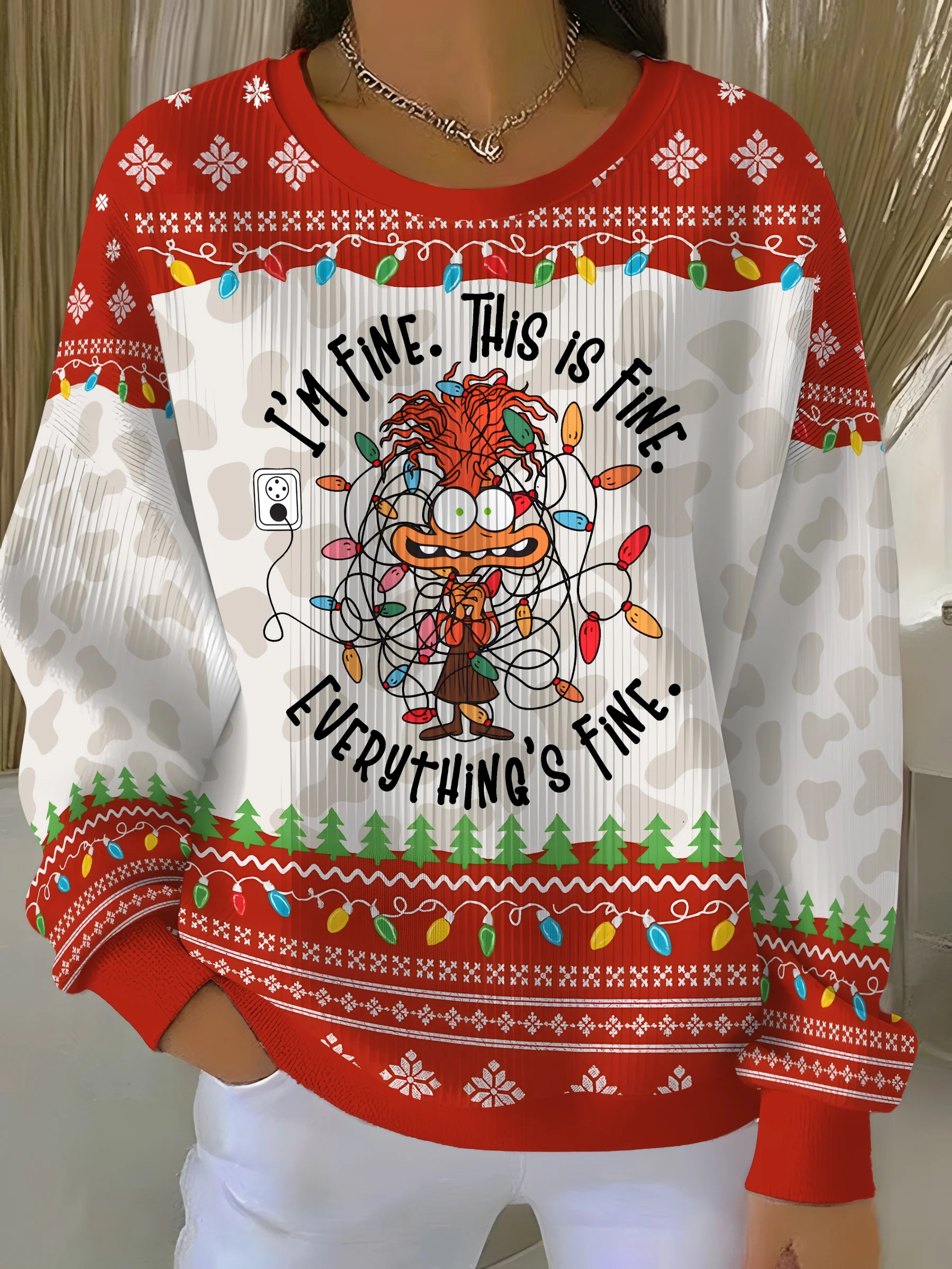 Casual Crew Neck Text Letters Sweatshirt