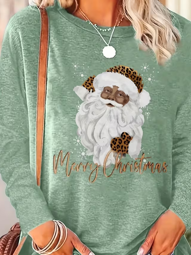 Casual Santa Claus Crew Neck Long Sleeve T-shirt