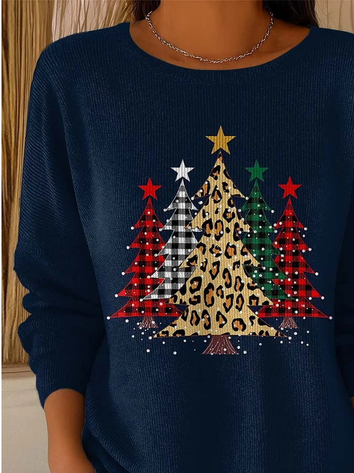 Women Christmas Tree Long Sleeve Comfy Casual Printing Sweater