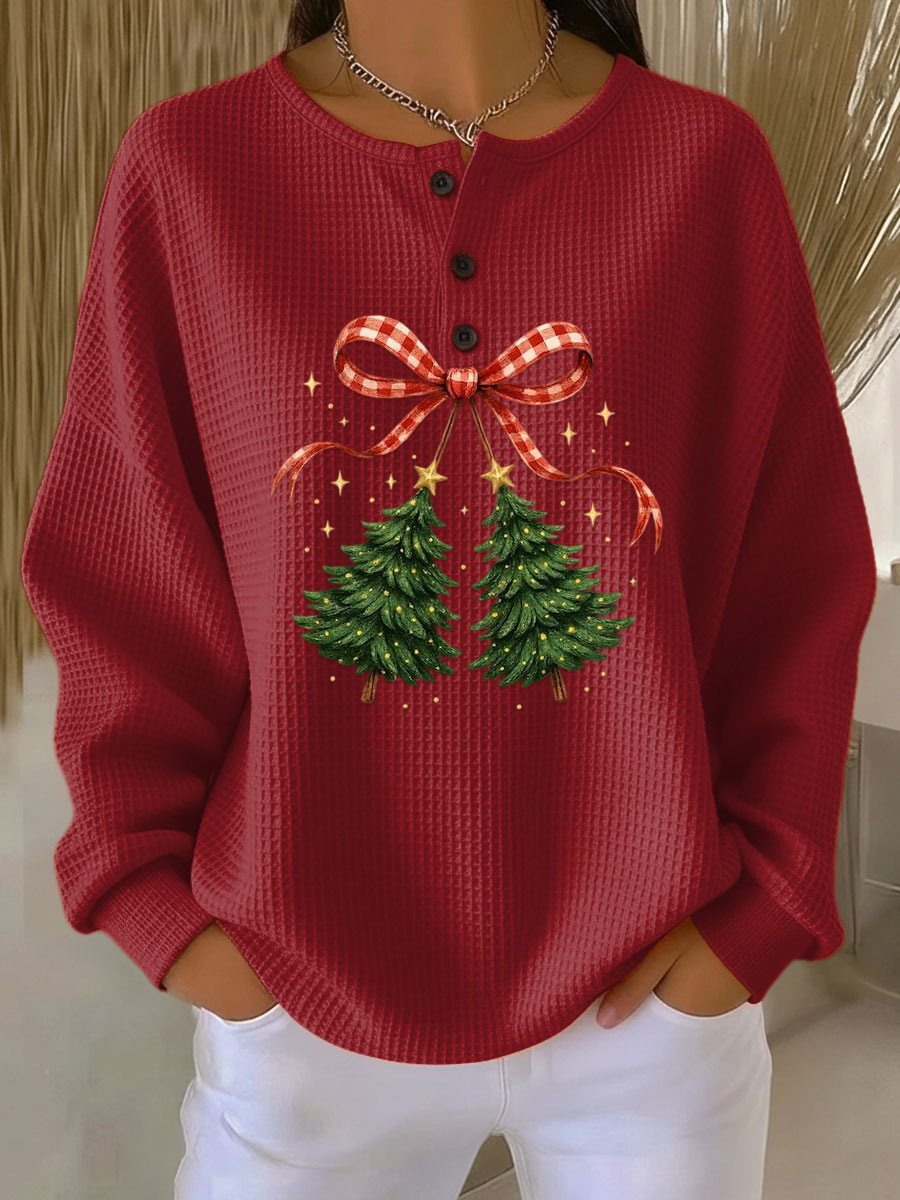 Casual Crew Neck Christmas Sweatshirt