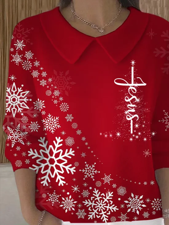 Women Christmas Long Sleeve Comfy Casual Printing Sweater