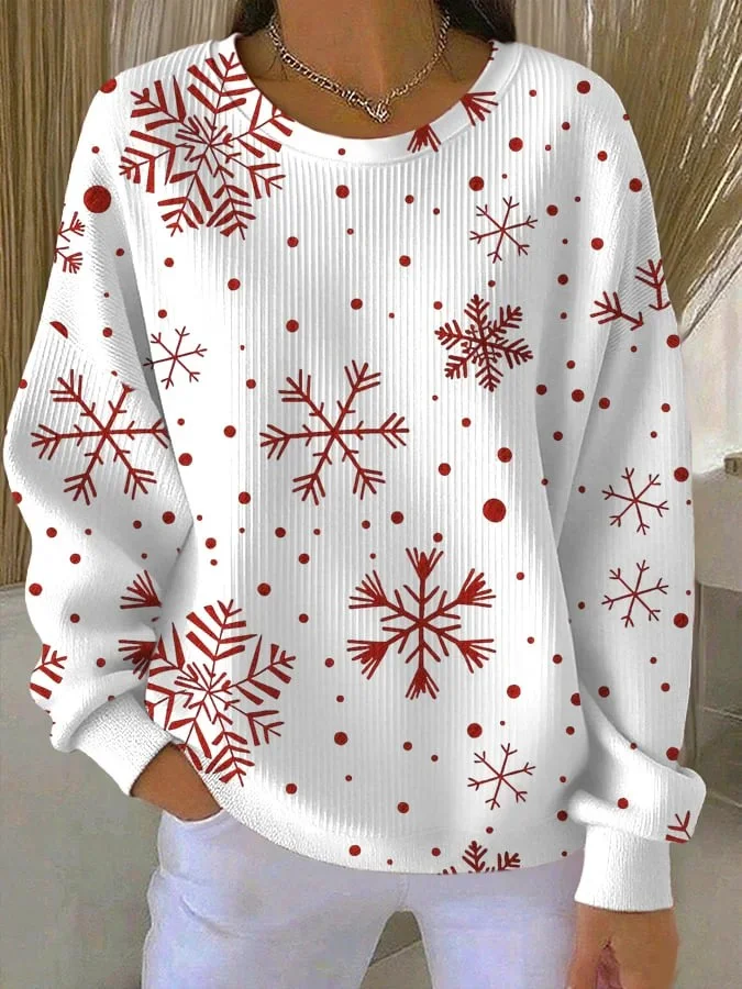Casual Crew Neck Christmas Sweatshirt