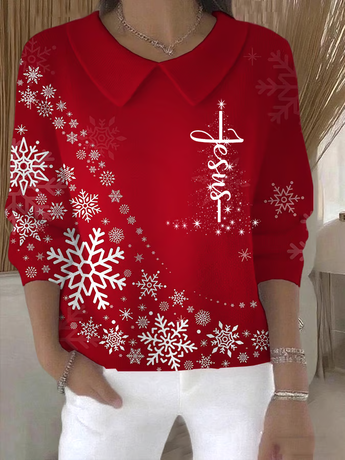 Women Christmas Long Sleeve Comfy Casual Printing Sweater