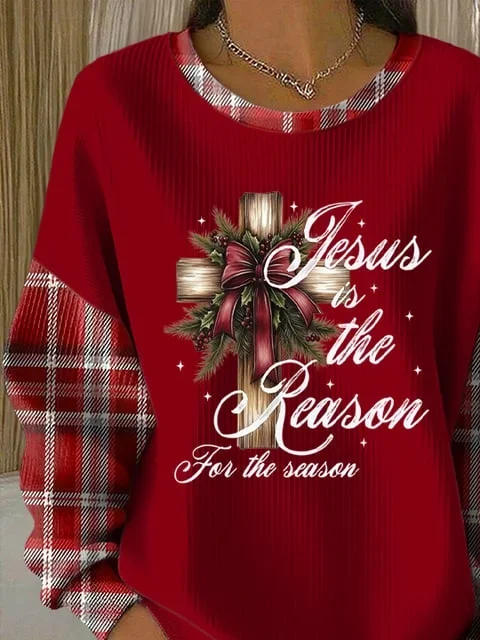 Casual Crew Neck Christmas Sweatshirt Printing
