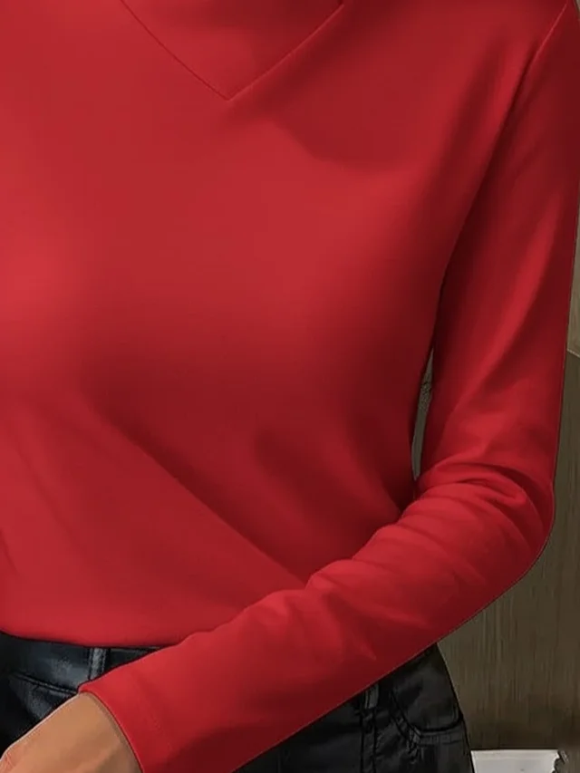 Long Sleeve Plain Printing Regular Micro-Elasticity Regular Fit Blouse For Women