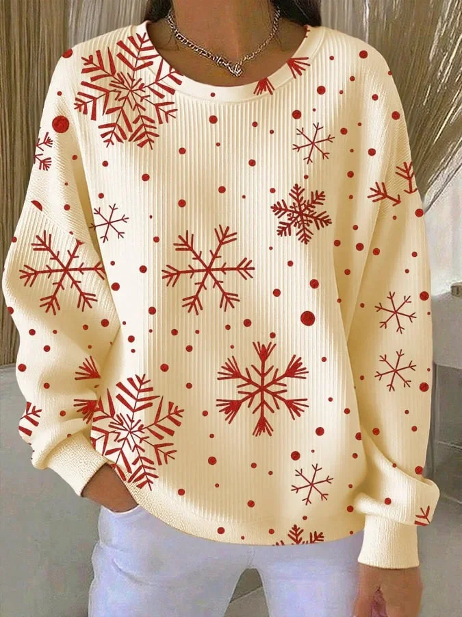 Casual Crew Neck Christmas Sweatshirt