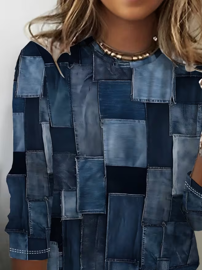 Casual Abstract Crew Neck Long Sleeve T-shirt