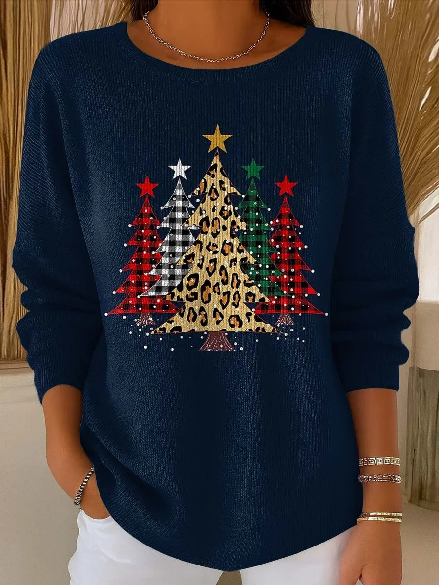 Women Christmas Tree Long Sleeve Comfy Casual Printing Sweater
