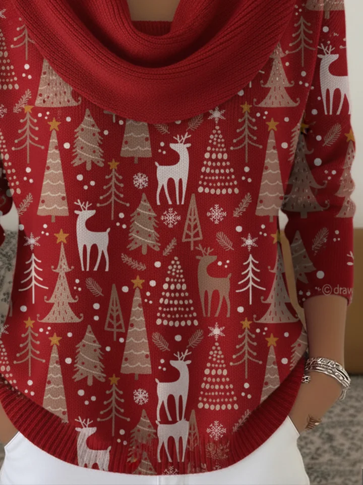 Women Christmas Long Sleeve Comfy Casual Printing Sweater