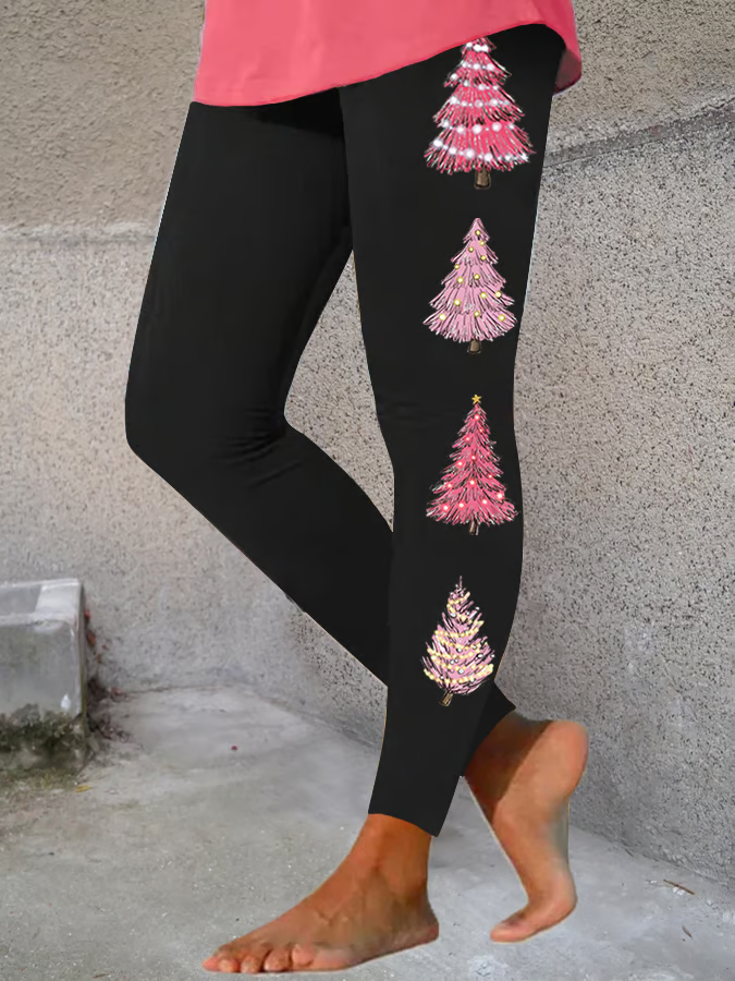 Women Christmas Casual All Season Printing Long Leggings