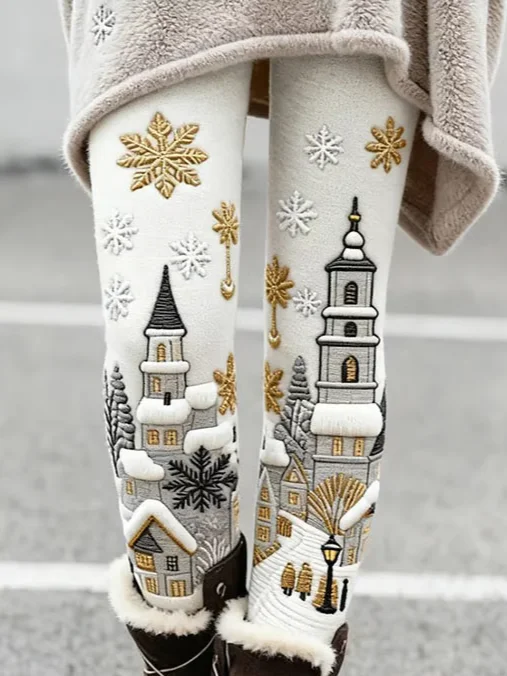 Women Christmas Casual All Season Printing Long Leggings