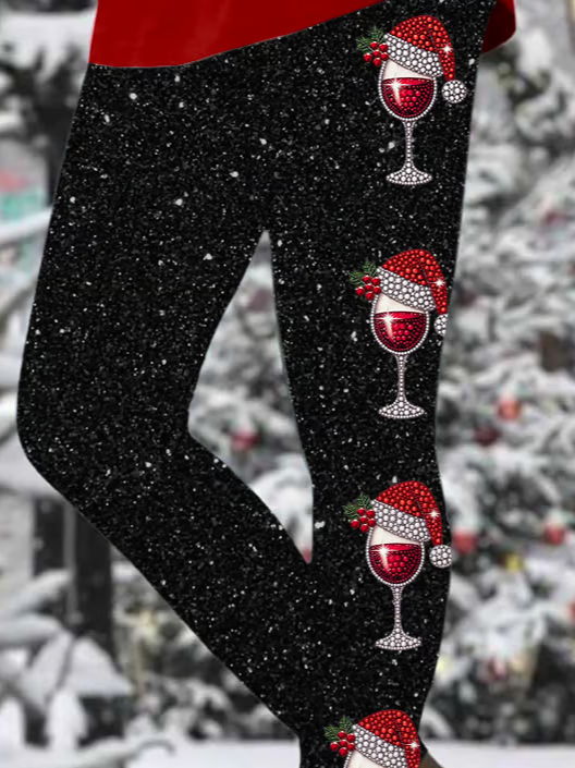 Women Christmas Casual All Season Printing Long Leggings