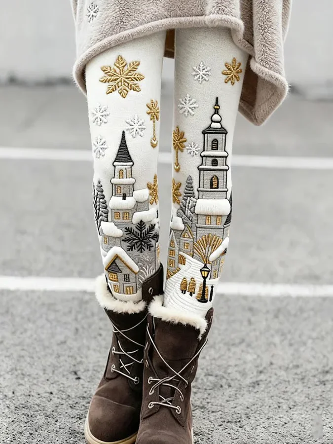 Women Christmas Casual All Season Printing Long Leggings