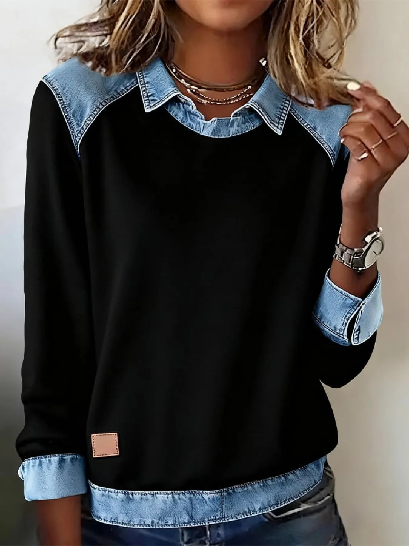 Vintage Shawl Collar Plain Sweatshirt