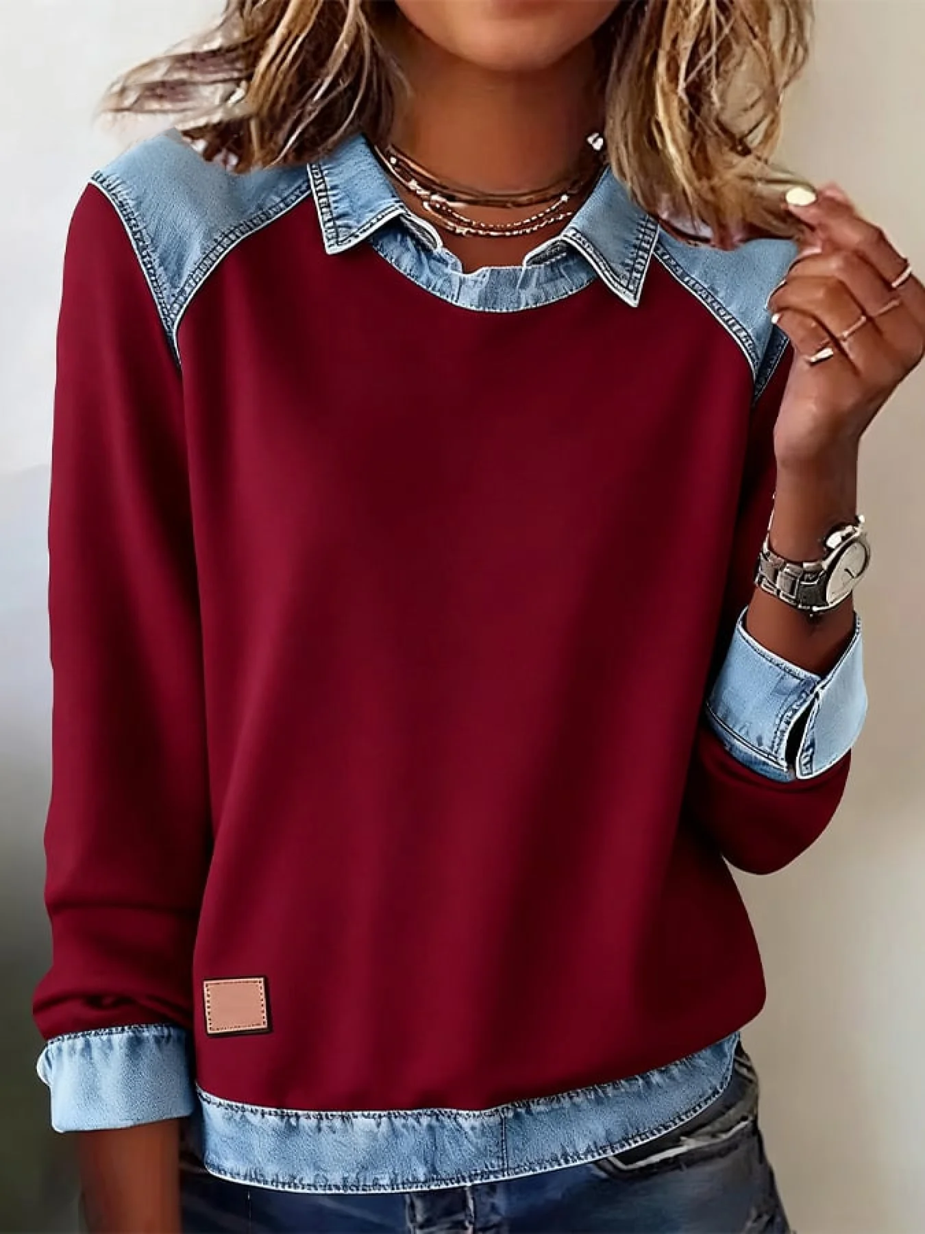 Vintage Shawl Collar Plain Sweatshirt