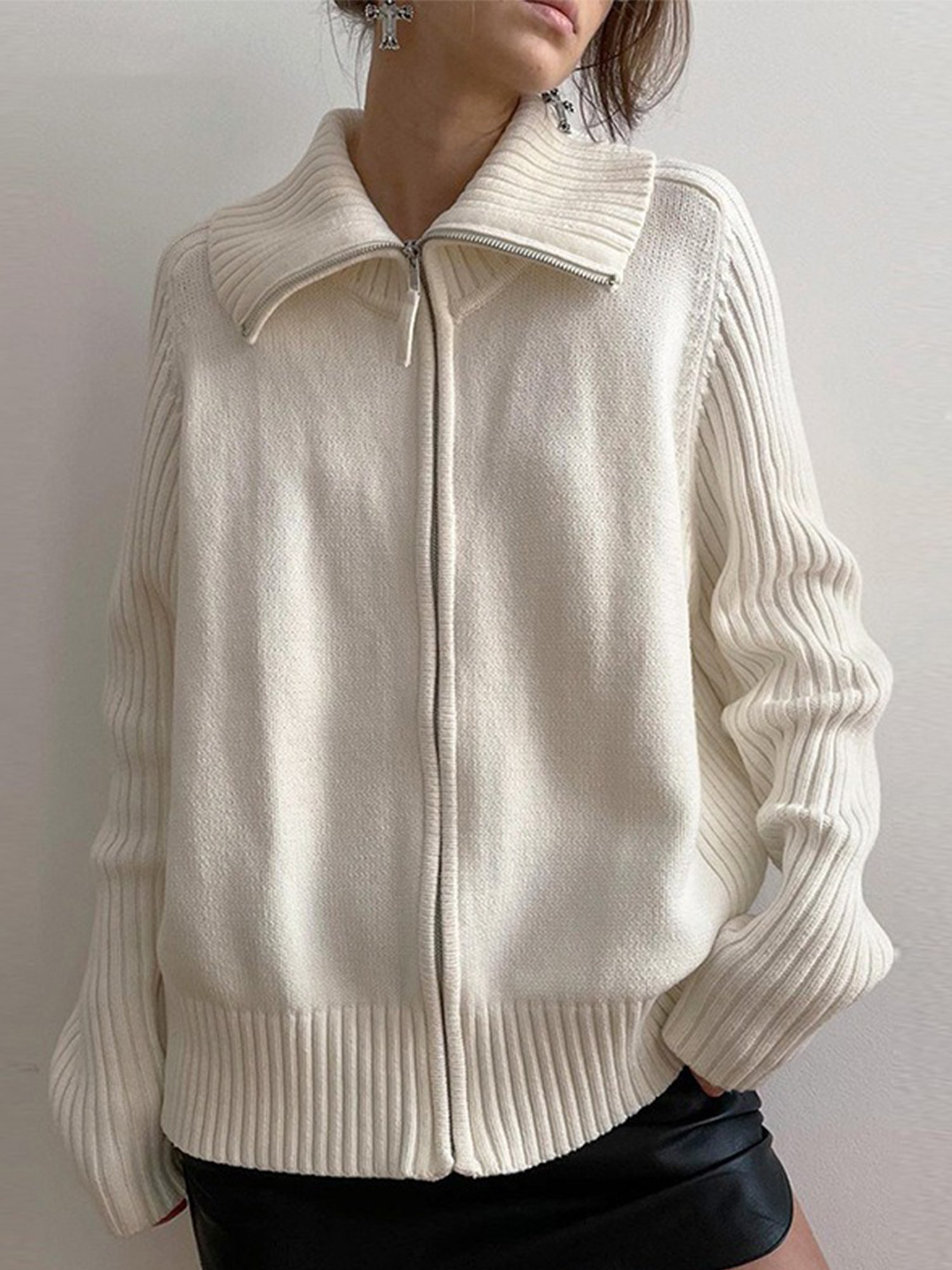 Women Plain Long Sleeve Comfy Casual Cardigan