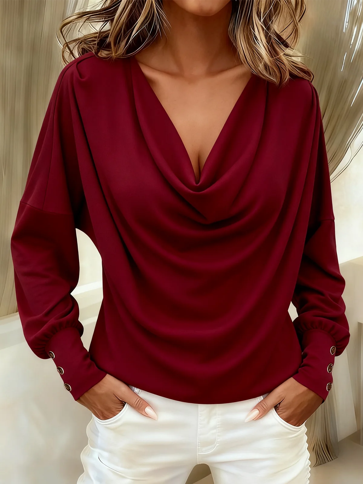 Elegant Plain Long Sleeve T-shirt