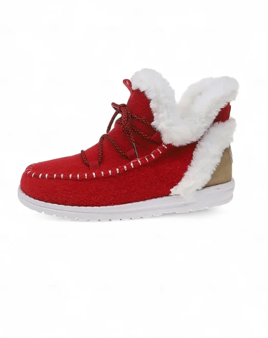 Casual Plain Lace-Up Low Heel Snow Boots