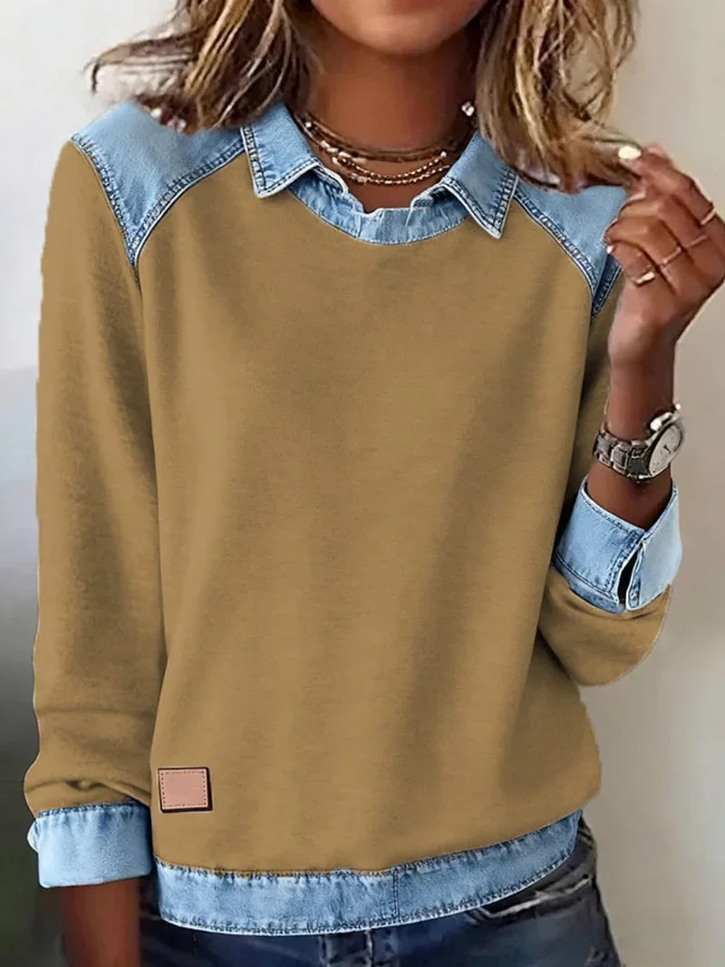 Vintage Shawl Collar Plain Sweatshirt