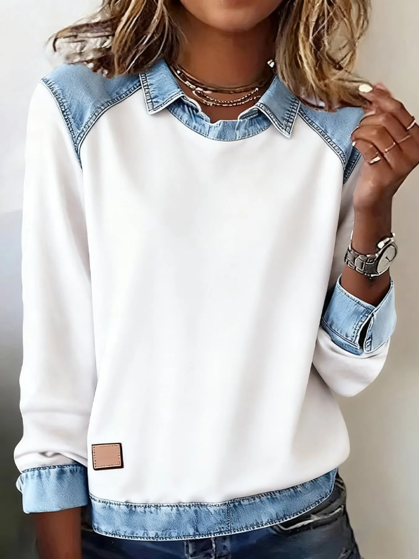 Vintage Shawl Collar Plain Sweatshirt