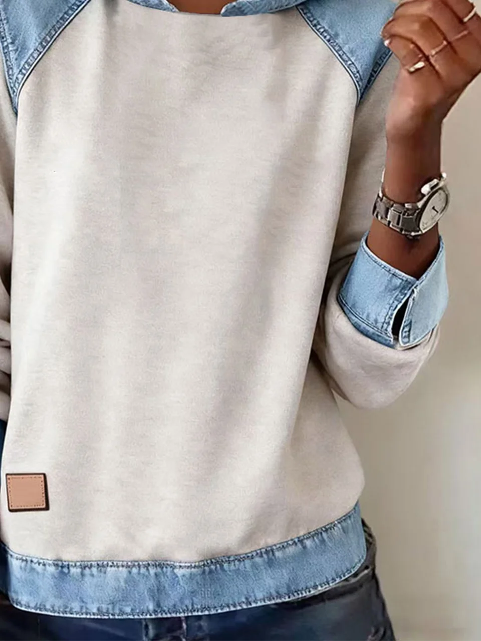 Casual Hoodie Multicolor Block Sweatshirt