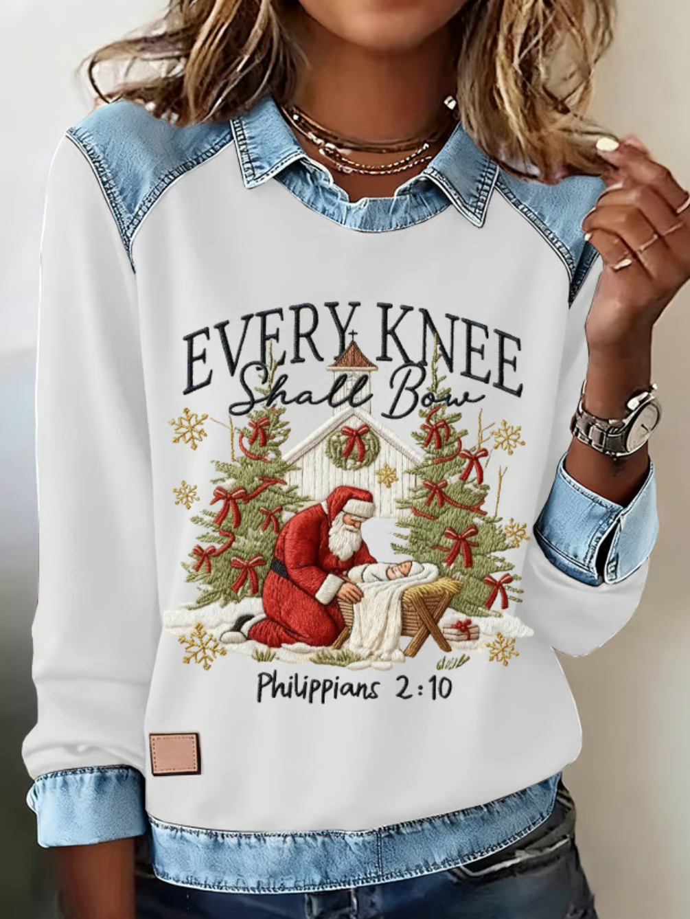 Casual Shawl Collar Christmas Sweatshirt