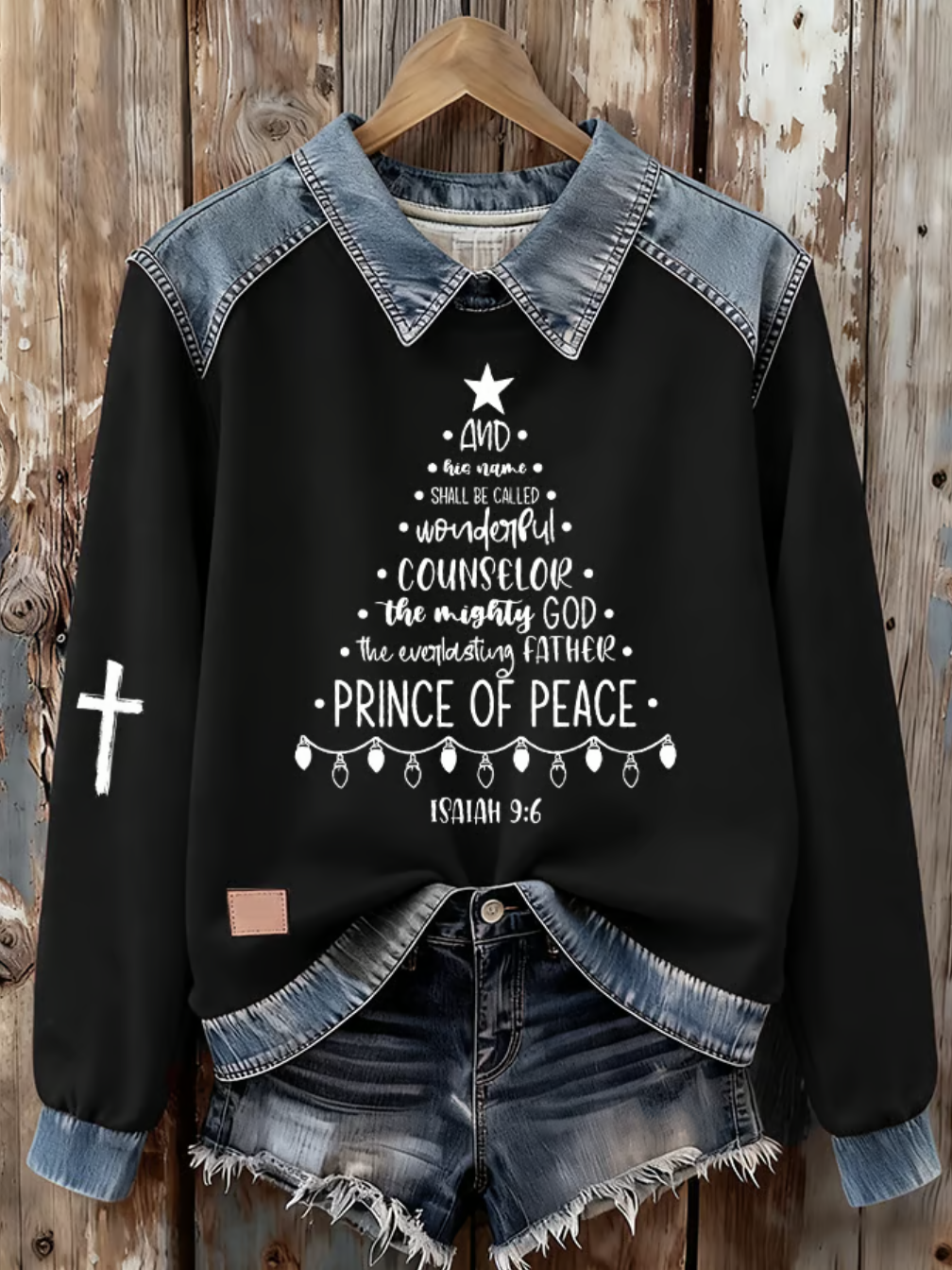 Casual Shawl Collar Christmas Sweatshirt