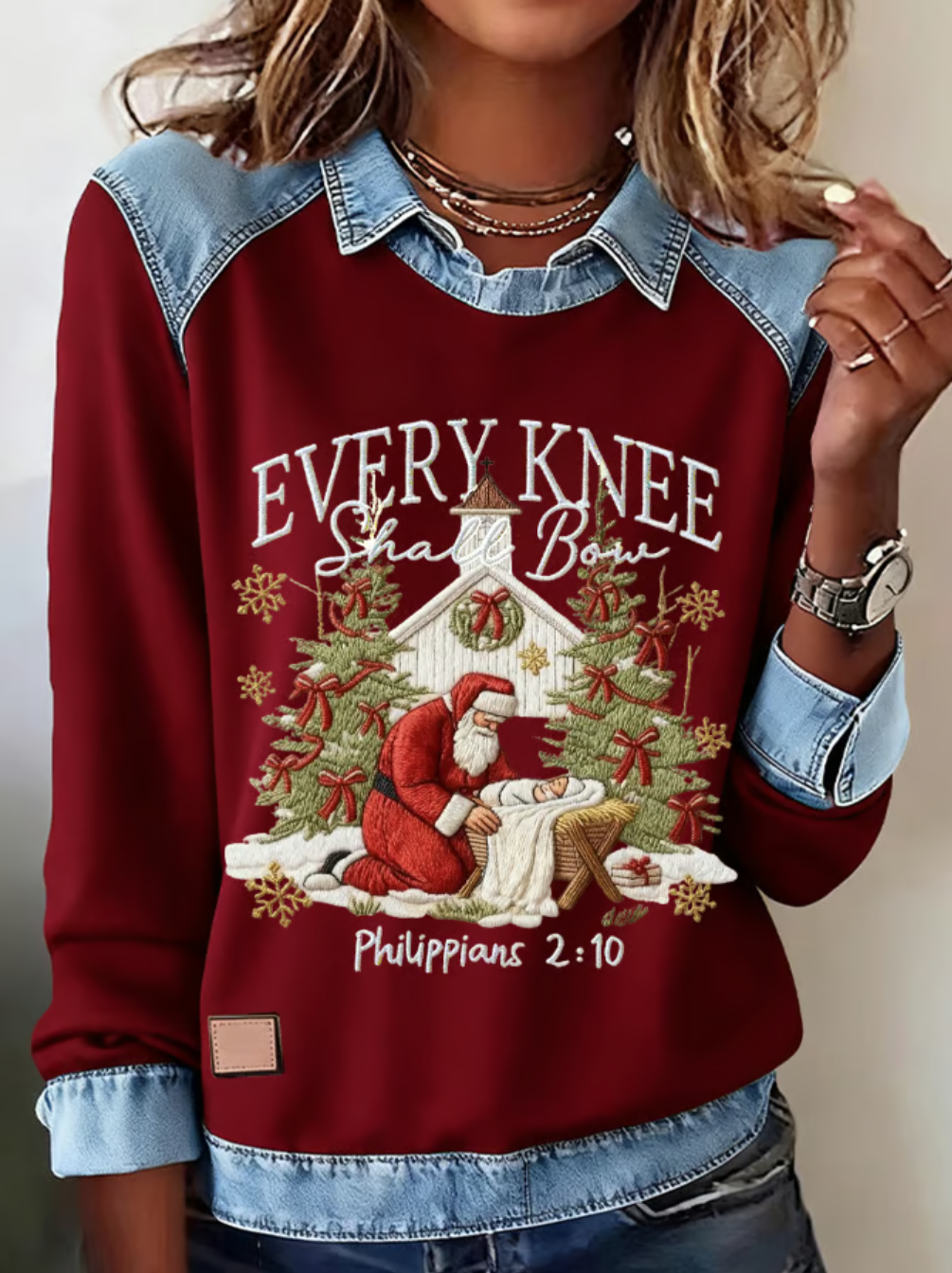 Casual Shawl Collar Christmas Sweatshirt