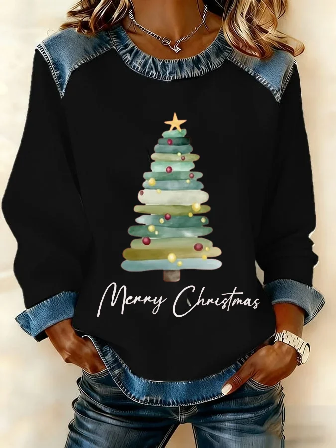Vintage Crew Neck Christmas Sweatshirt Printing
