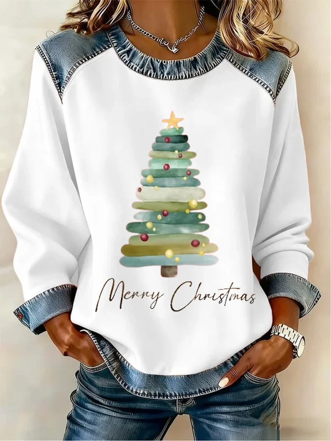 Vintage Crew Neck Christmas Sweatshirt Printing