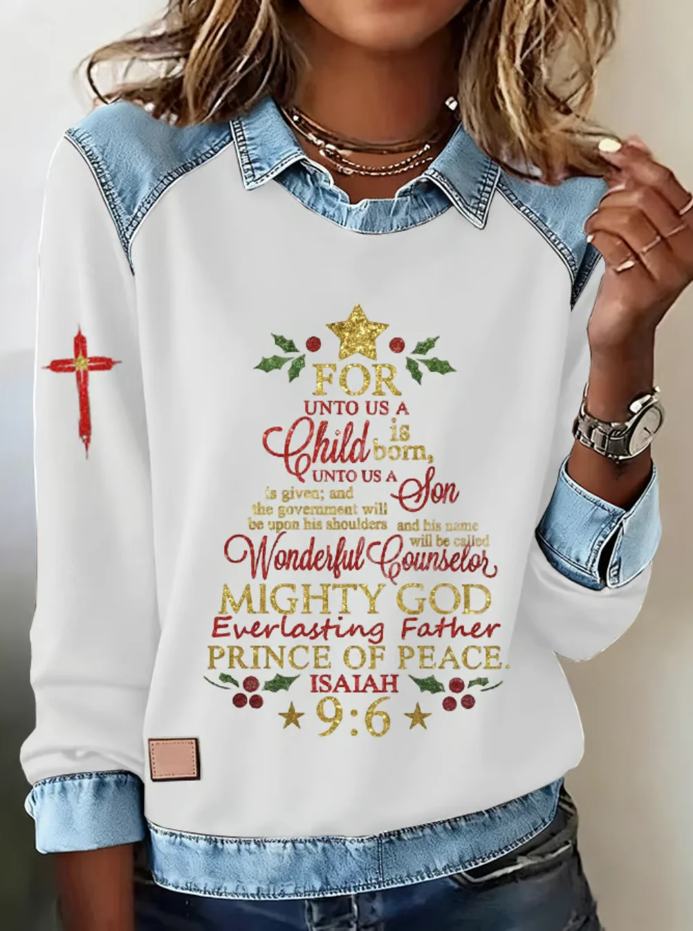 Casual Shawl Collar Christmas Sweatshirt