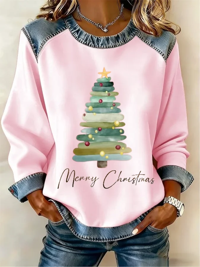 Vintage Crew Neck Christmas Sweatshirt Printing