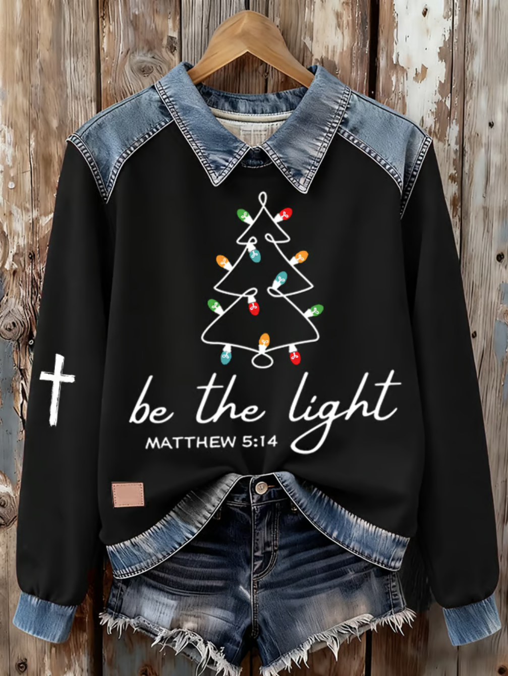 Casual Shawl Collar Christmas Sweatshirt