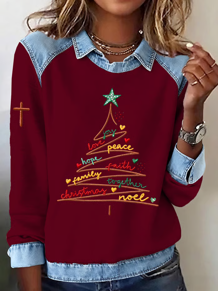 Vintage Shawl Collar Christmas Sweatshirt