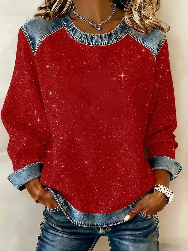 Vintage Crew Neck Christmas Sweatshirt Printing