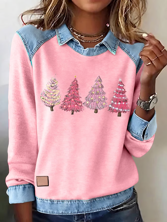 Vintage Shawl Collar Christmas Sweatshirt