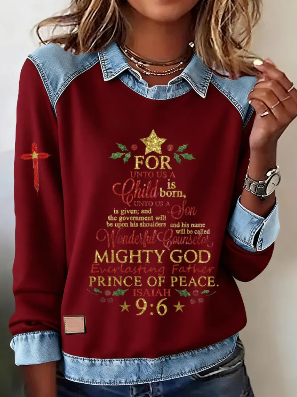 Casual Shawl Collar Christmas Sweatshirt