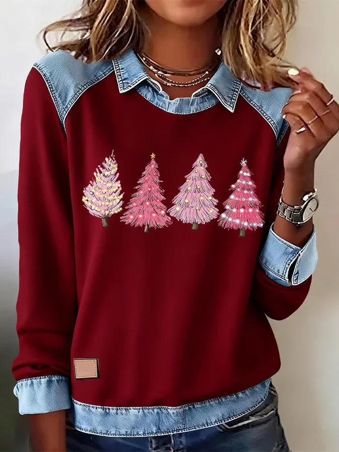 Vintage Shawl Collar Christmas Sweatshirt