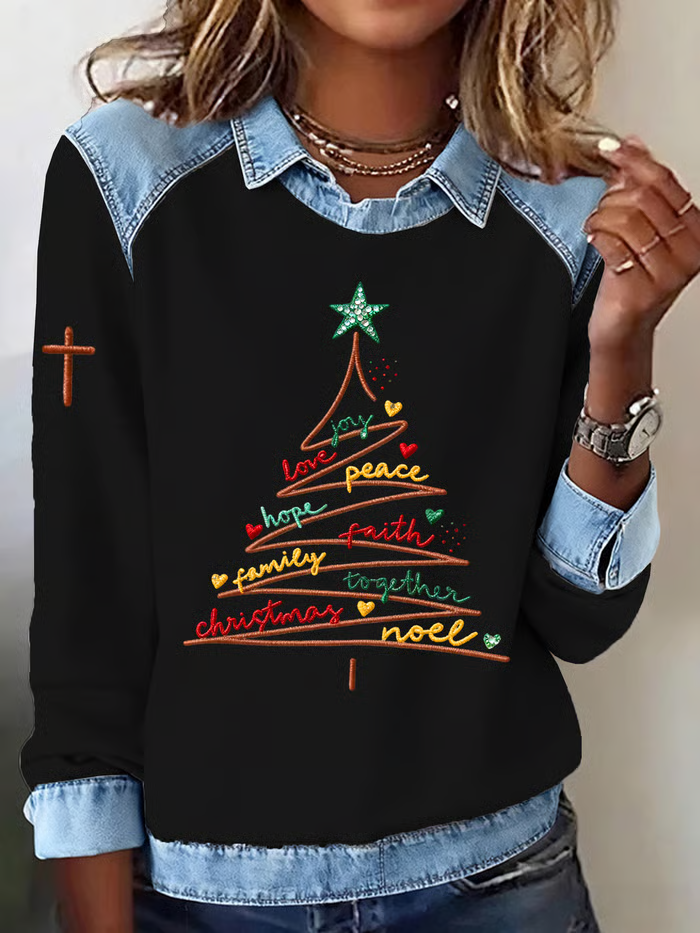 Vintage Shawl Collar Christmas Sweatshirt