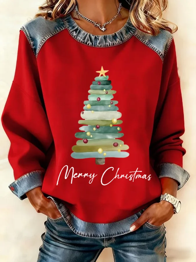 Vintage Crew Neck Christmas Sweatshirt Printing