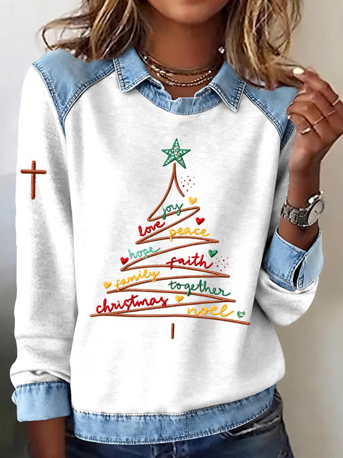 Vintage Shawl Collar Christmas Sweatshirt