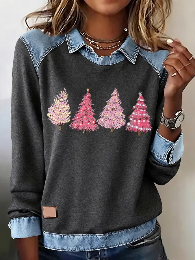 Vintage Shawl Collar Christmas Sweatshirt